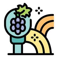 Grapes and rainbow icon with bold outlines vector