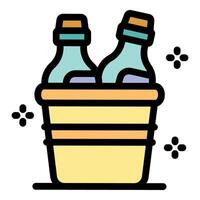 Refreshing beverages chilling in ice bucket vector