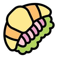 Delicious uramaki sushi wrapped in omelette with wasabi and salmon filling vector