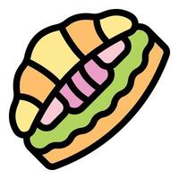 Colorful cartoon style croissant sandwich illustration vector