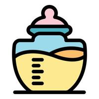 Baby bottle filled with milk or formula and showing measurement lines vector