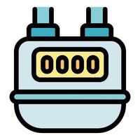 Gas meter measuring natural gas consumption with pipes and displaying zero consumption vector