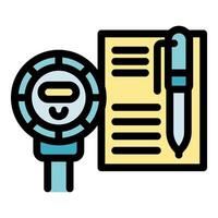 Parking meter with a pen and paper representing parking payment vector