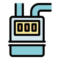 Gas meter measuring gas consumption with pipes and displaying data vector