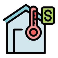 Smart home temperature control system with thermostat showing south orientation vector