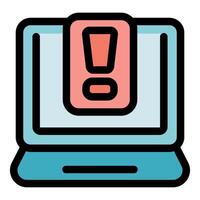 Laptop showing warning notification, system alert on computer screen vector