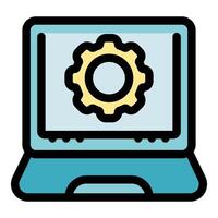 Laptop showing setting preferences on screen vector