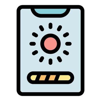 Smartphone showing sun icon and loading bar, brightness control application vector