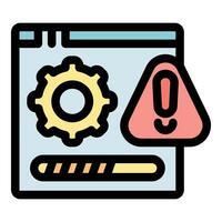 Webpage update showing progress bar, gear, and warning sign vector