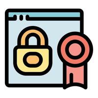 Secure website award, padlock icon symbolizing online security and achievement vector
