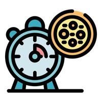 Pizza delivery express, alarm clock counting down for hot pizza delivery vector