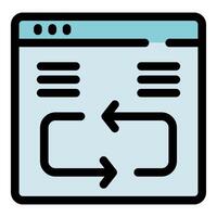 Webpage showing data synchronization with double arrow symbol vector