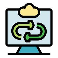 Cloud computing concept with arrows on monitor vector