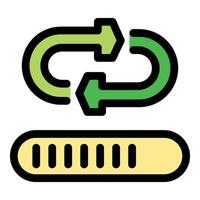 Looping arrows above a loading bar icon vector