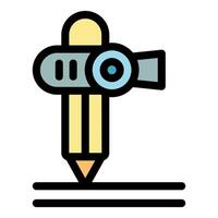 Creative pencil drawing with precision tool icon vector
