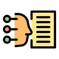 Human head reading data from a document, processing information vector