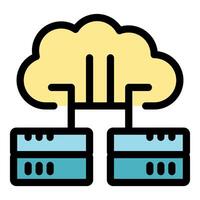 Cloud computing connecting servers, distributed network infrastructure vector