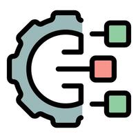 Gear connecting to multiple data points representing automation and integration vector