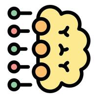 Data processing transforming into valuable information within brain icon vector