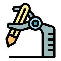 Robotic arm holding pencil drawing line automation technology vector