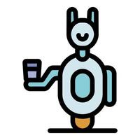 Rabbit robot serving water, artificial intelligence in hospitality vector