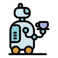 Robot waiter serving coffee, embracing automation in food service vector
