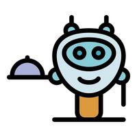 Friendly robot waiter serving with a smile vector