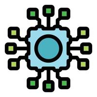 Electronic circuit board connecting multiple nodes, symbolizing technological innovation vector