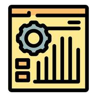 Web analytics dashboard showing performance optimization with gear icon and data chart vector