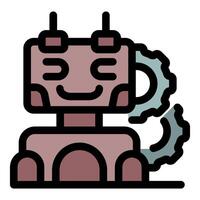 Smiling chatbot with gears showing artificial intelligence and automation vector