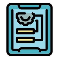 Tablet showing smart manufacturing process management icon vector