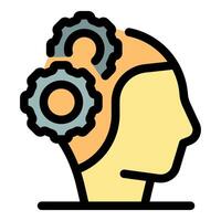 Gears rotating in human head symbolizing active thinking process vector