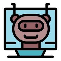 Friendly robot icon on computer screen display vector