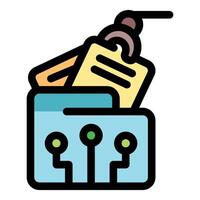 Digital file folder with circuit design elements vector