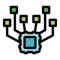 Digital circuit board with connected nodes vector