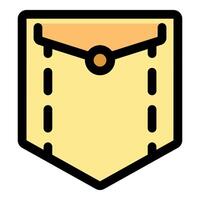 Yellow stitched pocket icon with button design vector