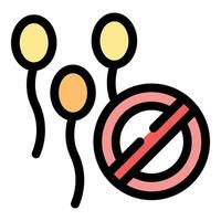 No balloons allowed sign with balloons floating, party restriction symbol, simple colorful icon vector