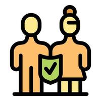 Protecting partnership with a secure shield icon vector