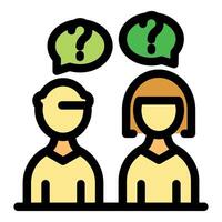 Colleagues thinking with question marks, problem solving and brainstorming in business meeting vector