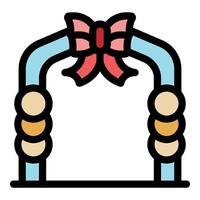 Decorative archway with colorful ribbon and ornaments vector