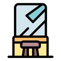 Dressing table with stool and large mirror reflecting light vector