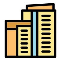 Modern high rise building icon in flat style vector