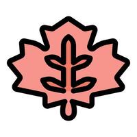 Stylized pink maple leaf with bold outline vector