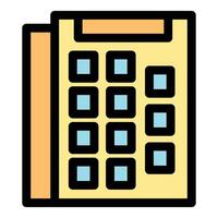 Yellow office desk phone showing keypad and receiver vector