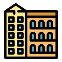Modern and ancient buildings standing side by side representing architectural contrast vector