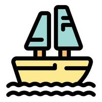 Sailing ship navigating calm waters with two sails raised vector