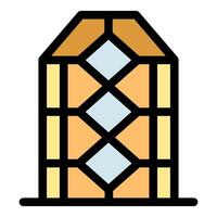 Modern building facade showing geometric pattern of windows and walls vector
