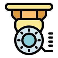 Security camera protecting building, ensuring safety and surveillance vector