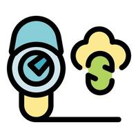 Smartwatch detecting and measuring air pollution levels with cloud icon vector