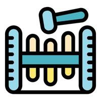 Child hammering toy with colorful pegs and ruler design vector